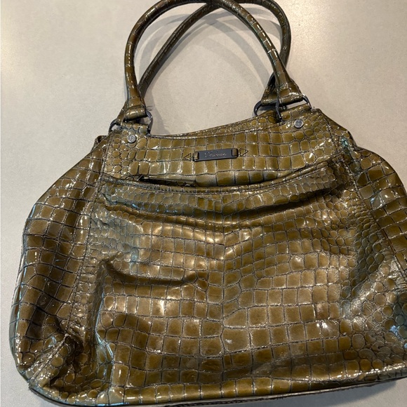 Cole Haan Olive Crocodile-Embossed Shoulder Bag - Picture 2 of 4